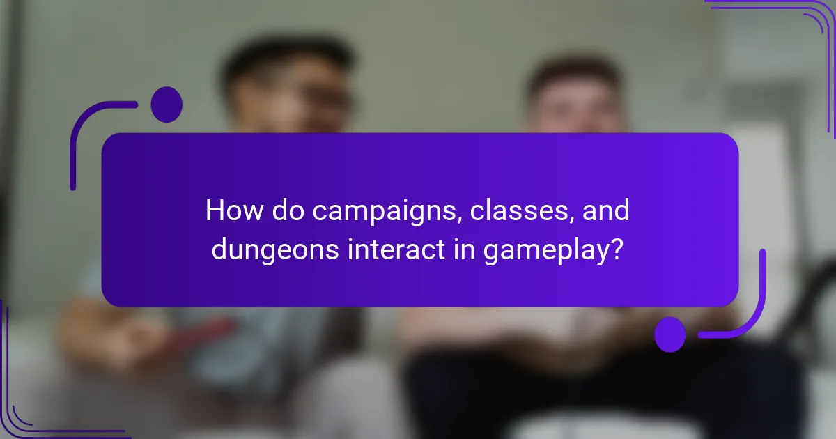 How do campaigns, classes, and dungeons interact in gameplay?