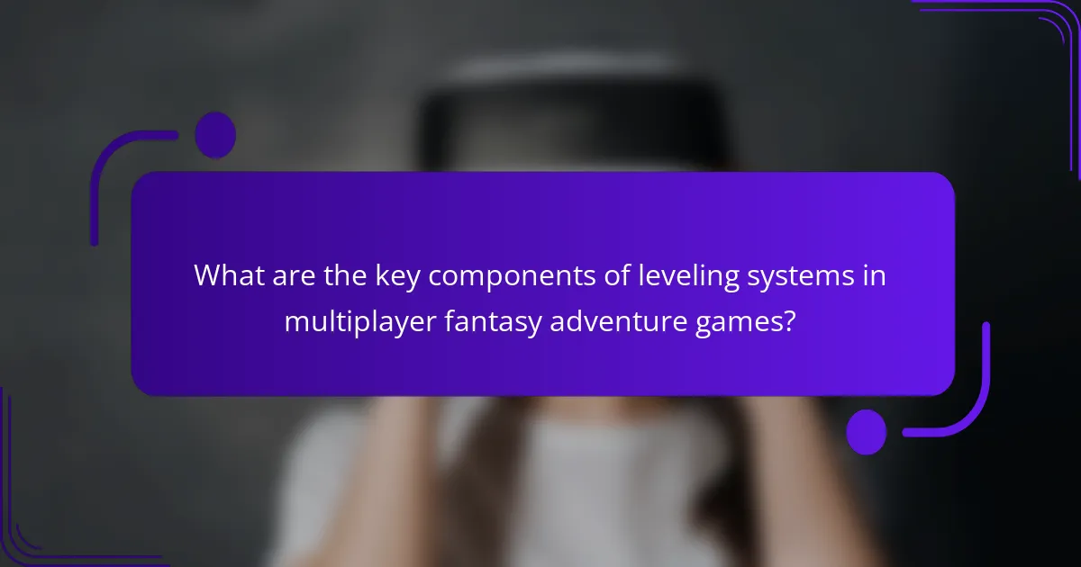 What are the key components of leveling systems in multiplayer fantasy adventure games?
