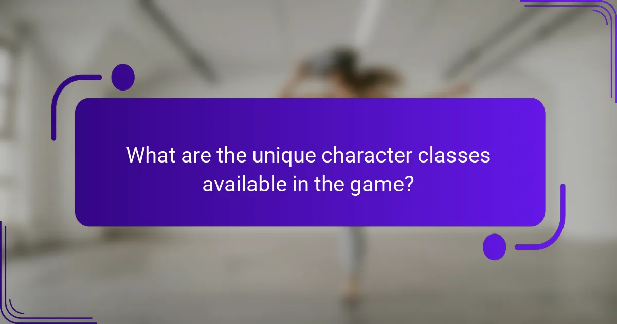 What are the unique character classes available in the game?